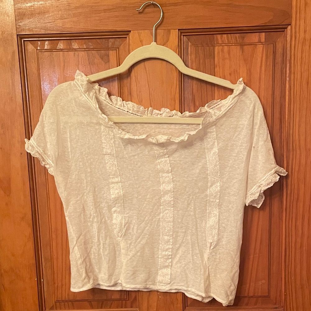 Women's White Ruffle Top